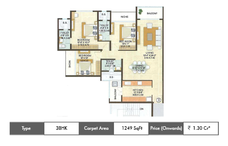 2 BHK Floor Plan